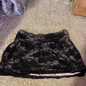 pink lace mini skirt